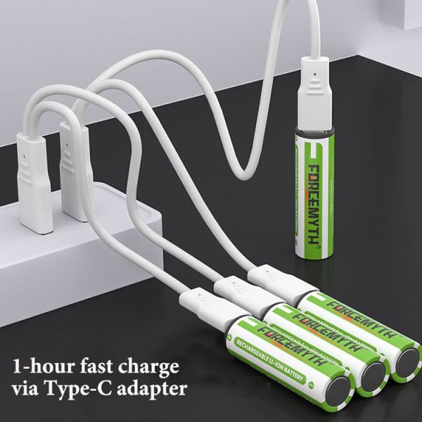 1.5V AA AAA Solid State Rechargeable 1500mAh 600mWh 1100mWh 2200mWh Type USB-C 10x43mm 1000 Cycles Battery