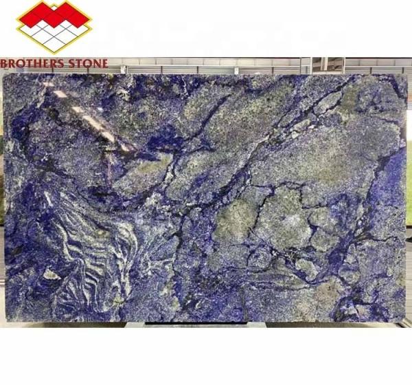 Modern Luxury Brazil Hotel Kitchen Countertop Dark Blue Sapphire Marble Stone Big Slab