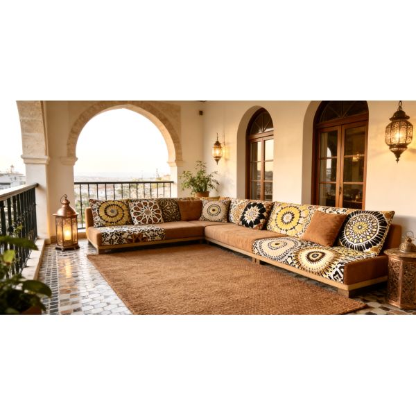 Middle Eastern Mediterranean Style Printed Velvet (California) Fabric for Sofa