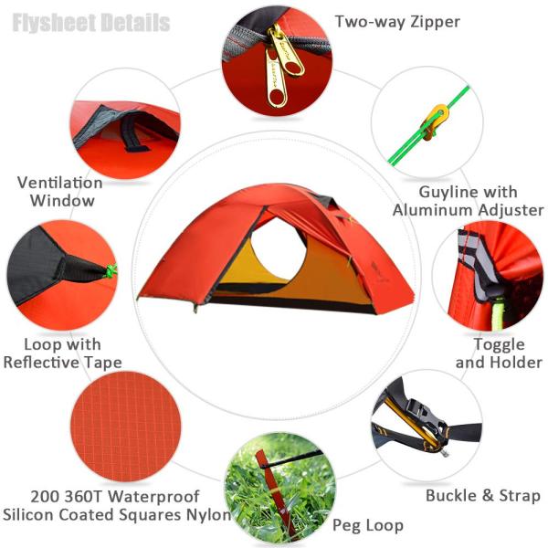 1-2 Person Custom Waterproof Camping Tarps Spring Summer Autumn 3 Season Dome House Canvas Tent