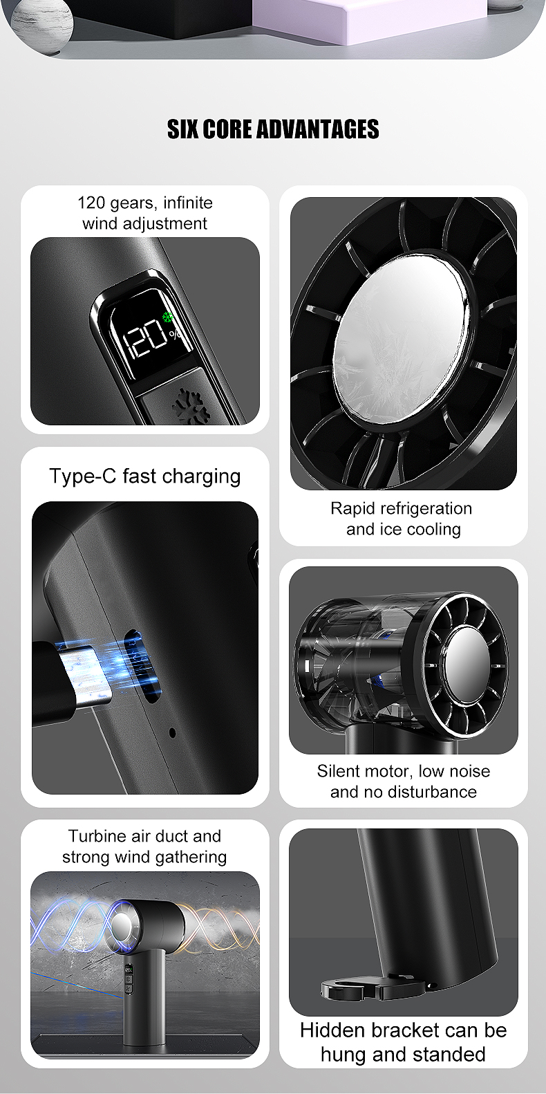 Professional Team Strong Design Capability Factory 18650 Battery OEM Support High-Speed Handheld Fan for Wedding Gifts