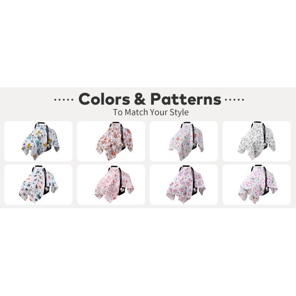 Muslin Cotton Infant Car Seat Canopy, Breathable Baby Carrier Cover