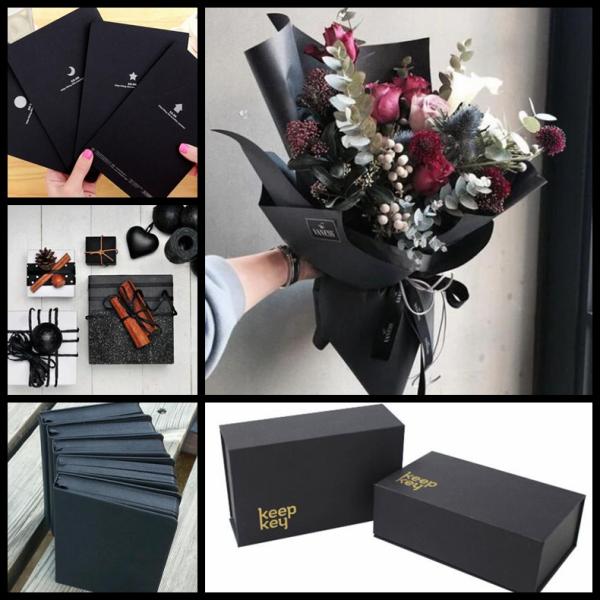 black colored cardboard 2 бортовая штейновая черная бумага бумаги 300gsm прочная черная Kraft в крене