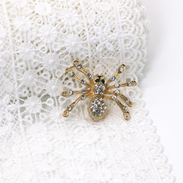 Alloy Material Fashion Brooch Pin Gold Spider Shape For Clothes 2.5cm×3cm