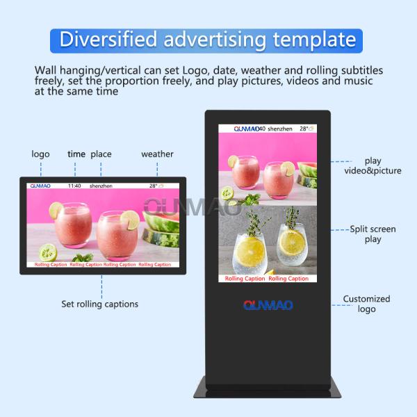 Fabrica Qtenboard 75 pulgadas de pantalla de publicidad de LCD al aire libre 4K HD Red pantalla de LCD señalización digital