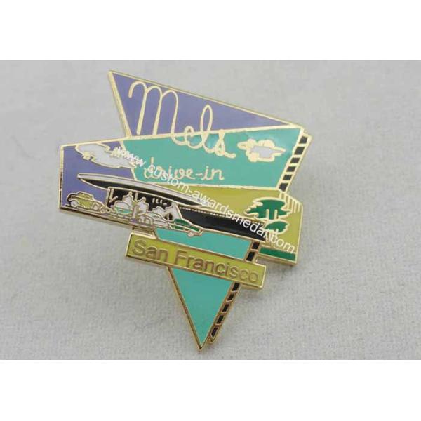 Metal Zinc Alloy Drive-in Imitation Hard Enamel Pin, Promotional Lapel Pins with Gold Plated