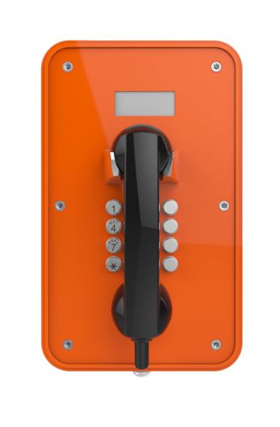 Orange Industrial Weatherproof Telephone With LCD Display And Rugged Handset