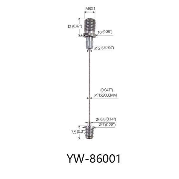 Le système accrochant Chrome de sécurité de câble réglable de voyant a plaqué YW86001