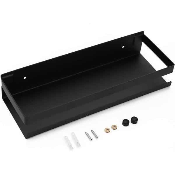 Durable Rustproof Wall Mounted Bathroom Shelf Rectangular Matte Black Color