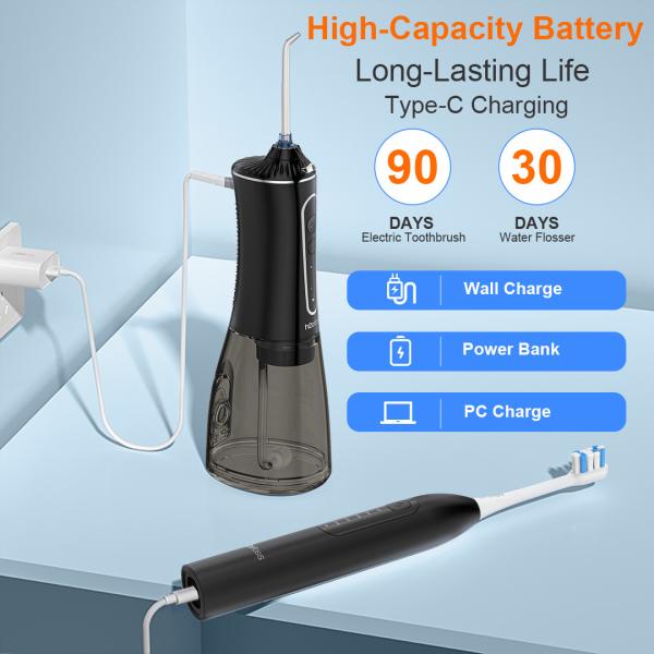 Cordless Water Flosser And Electric Toothbrush 2 In 1 Oral Care Ipx7 Waterproof Grade
