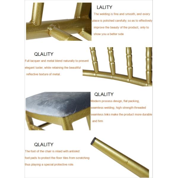 Hotel Furniture Powder Coating Gold Resin Natural Chiavari Chair 4.5kg