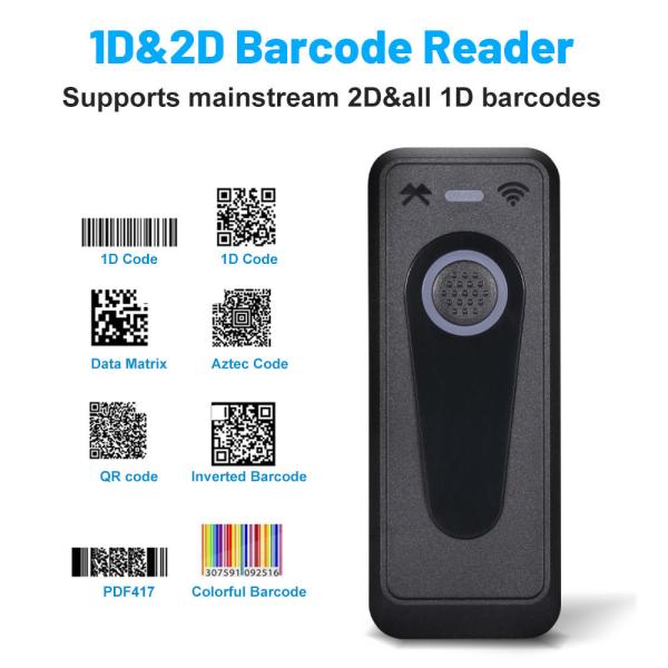 Escáner de código de barras QR Mini portátil 1D 2D para inventario, 3 en 1 Bluetooth/USB con cable/2.4g inalámbrico USB A4 Blackview Teléfono móvil CMOS