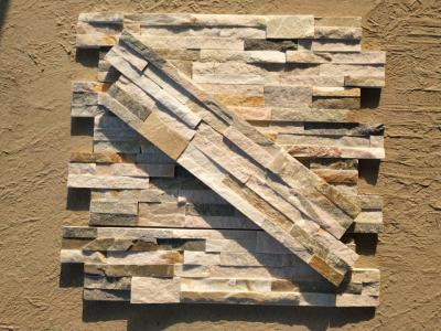 Split Face Beige 15 * 60cm Natural Slate Ledgestone Panels Exterior Ledger Stone