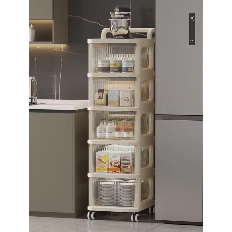 High Quality Kitchen Floor Cart Storage Shelf Bedroom Snack Storage Shelf Bathroom Multi-layer Mobile Storage Shelf