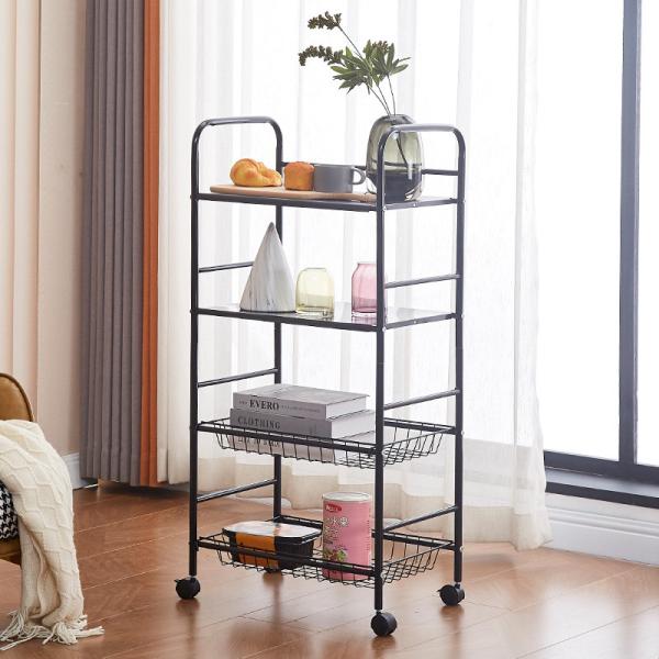 5 Tier Non-folding Rack Kitchen Storage Organizer with Stable Rotating Rolling Design