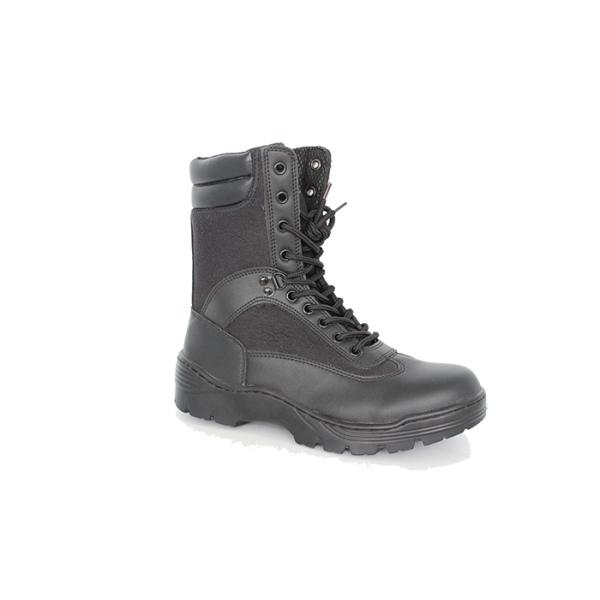 9 Inches Black Tactical  Leather Military Combat Boots With Zipper Full Grain Leather