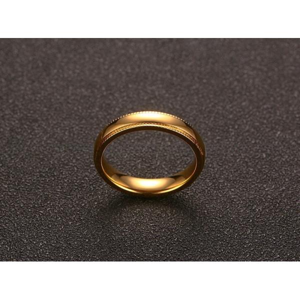 Women Men Gold Wedding Stainless Steel Rings 4mm High Polish Plain Gear Wheel Step Edges