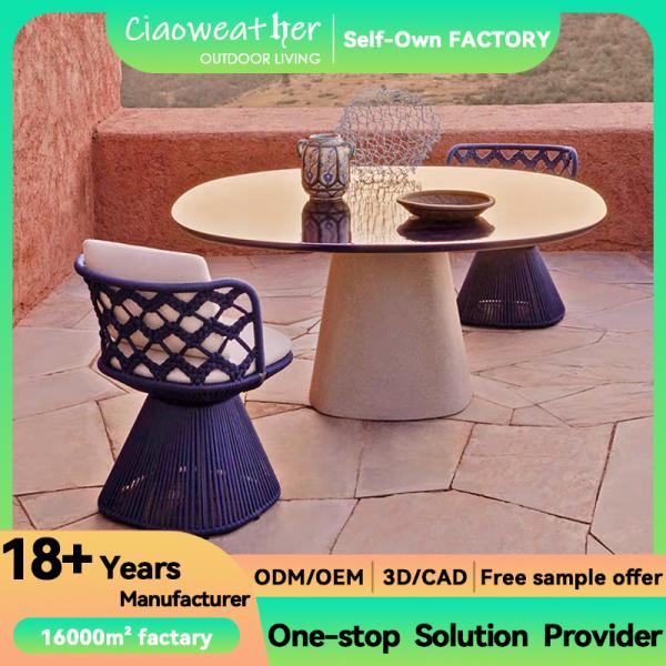 Hotel Patio and Living Room Modern Outdoor Garden Chair Set with Waterproof Upholstery Cushion in Customized Color
