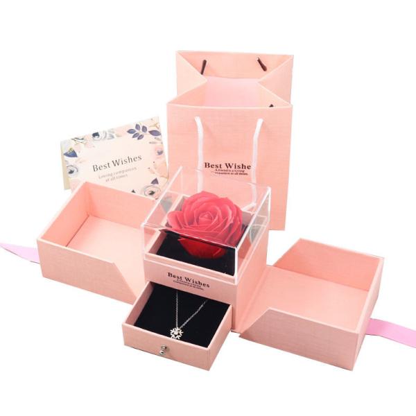 Ribbon Custom Gift Packaging Luxury Full Open Rose Flower Gift Box