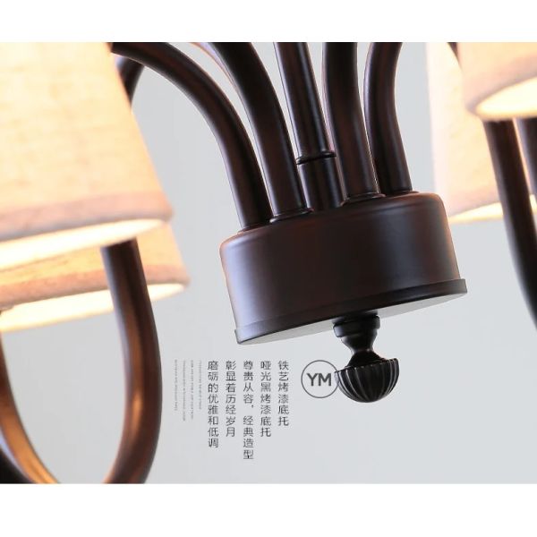 American Rural Chandelier Simple Living Room chandeliers Retro Cloth Cover Lamp (WH-VP-348)
