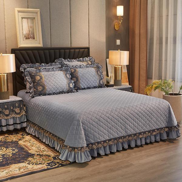 Sanding Winter Bedspread Set 4 Piece Luxury Embroidered Bedding for 2.0m 6.6 feet Size Bed