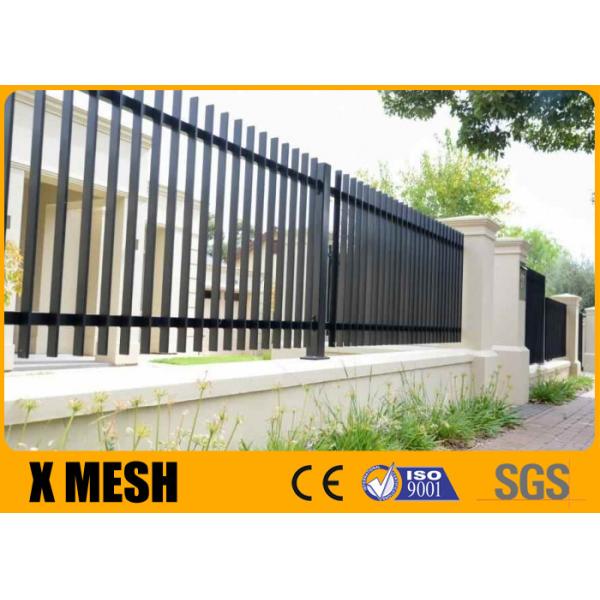 W 96'' H 72'' Decorative Metal Fences For itary Base 3 Rail
