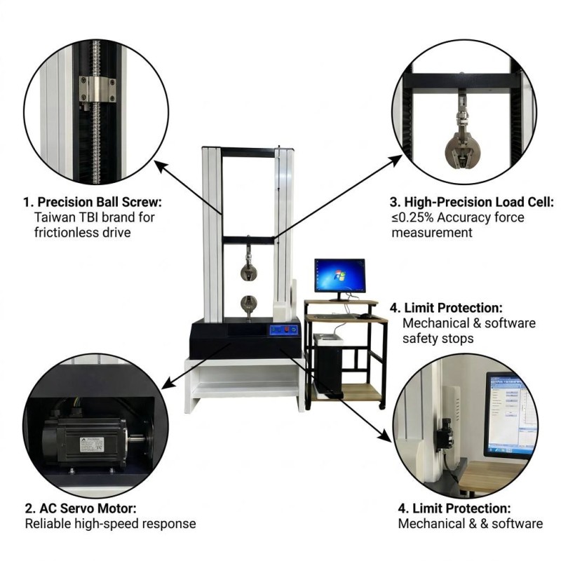Customized Double Column Servo Tensile Universal Testing Machine 2 Ton 5 Ton Double Column Tensile Strength Testing Equipment