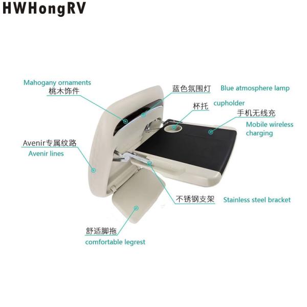 custom auto seat back folding table /dinner table/work table for luxury car van and V I P car with manual footrest