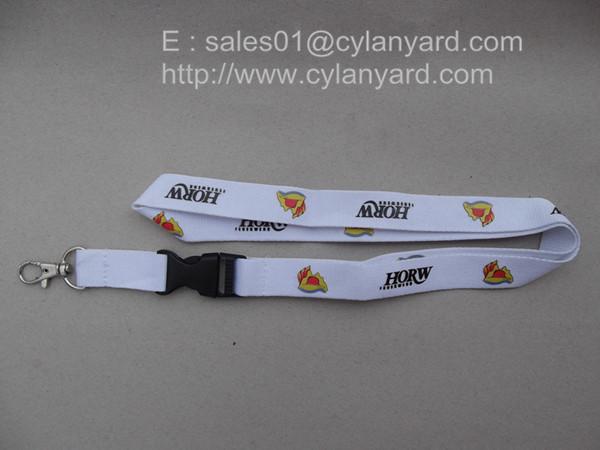 Red lanyard with release buckle, custom printed neck ribbon with plastic buckle,
