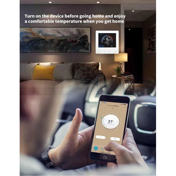 SIXWGH Tuya Smart Thermostat Wi-Fi App Control OLED Display Slider Design Voice Control 7-Day Schedule 16A Load Works Home