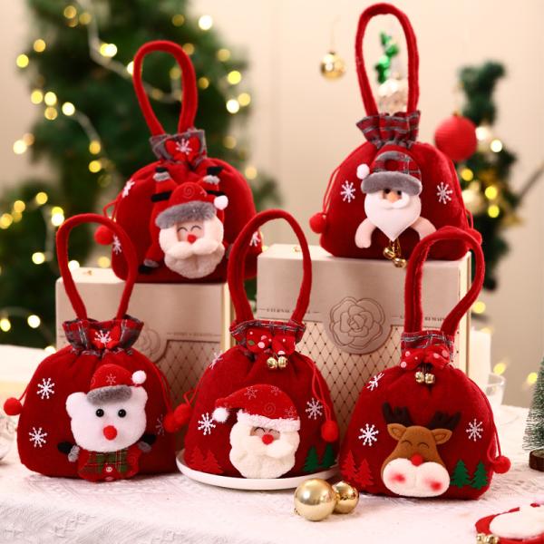 3D Snowman Doll Bag with Santa Elk Handle OEM/ODM Acceptable Christmas Candy Bag