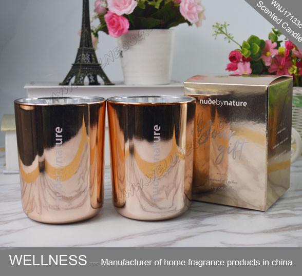 Room Fragrance Pure Clean Soy Candles ITS Approved With Rose Golden Glass Jar