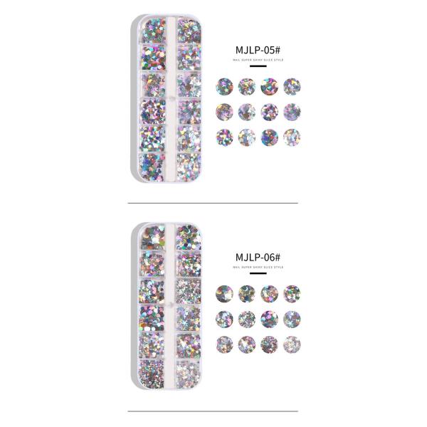12 Grids Star Geometric Butterfly Nail Art Stickers Glitter Flakes Nail Art Sequins Paillette Confetti Holographic Laser Shining