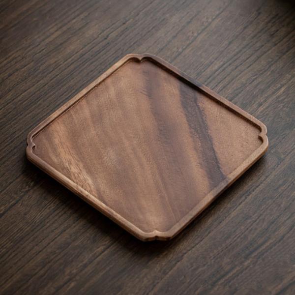 Solid Walnut Wood Jewelry Tray Square Grid Display for Window Counter Decoration