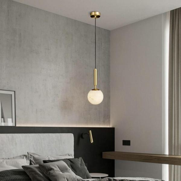 Nordic Modern Hotel Lighting Brass Copper Chandelier Lamp White Glass Ball Led Pendant Light