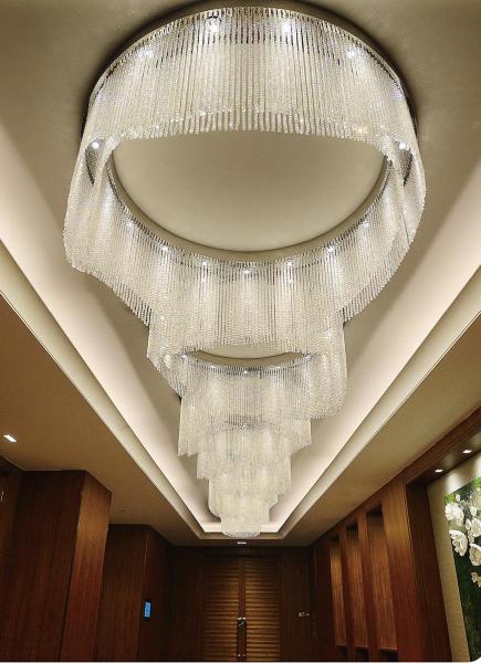 Customized K9 Crystal Chandelier For Hotels Banquet Halls Large Round Oval Shape Flush Mount With Project Installation Service