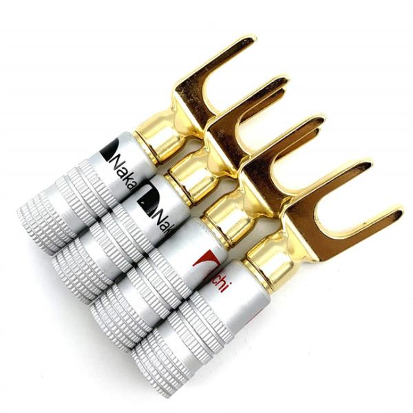 Мужской латунный подковообразный соединитель лопаты, золото покрыл штепсельные вилки диктора лопаты y