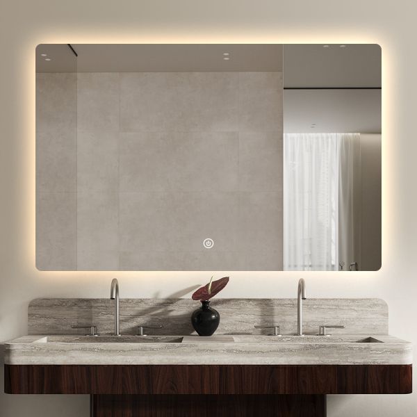 Wall Mounted Fogless Bathroom Mirror Shatterproof Rectangular Backlit Anti Fog Bathroom Mirror
