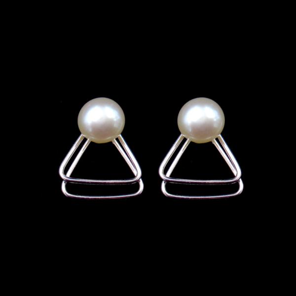 Gold Sterling Silver Drop Earrings / Simple Design Small Pearl Earrings