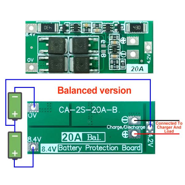 2S 20A 7.4V 8.4V 18650 Литиевая батарея Защитная панель Стандарт / Баланс Diy Bms Для 18650
