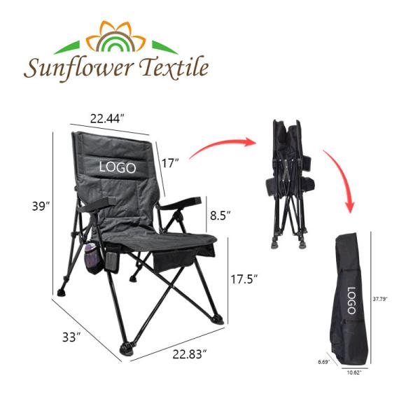 Portable Adjustable Folding Camping Chair Oxford Cloth Fabric Outdoors With Armrest