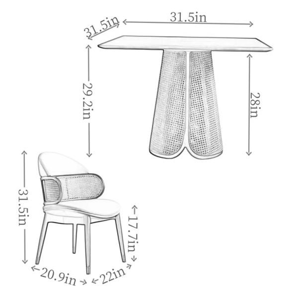 Wicker Rattan Dining Table And Chairs Sets Modern Solid Wood