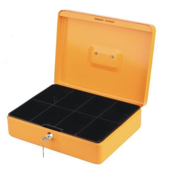 Walmart Hot Sale Yellow Color 12 Durable Metal Cash Box With  Key Lock