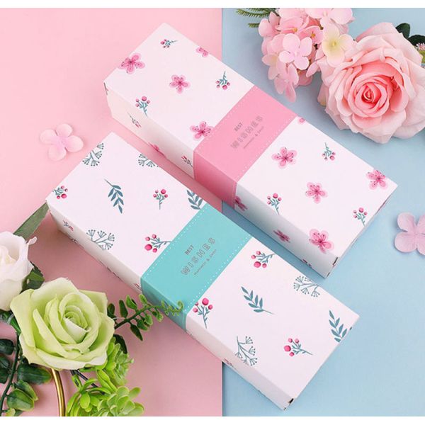 Oblong Paperboard Disposable Food Packaging Cardboard Box For Bread Macaron Cake