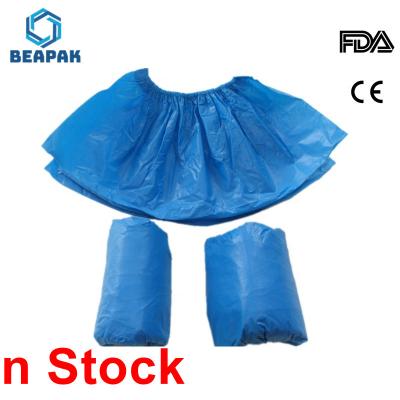Customized Size Disposable Shoe Covers , Blue Shoe Cover With  Elastic