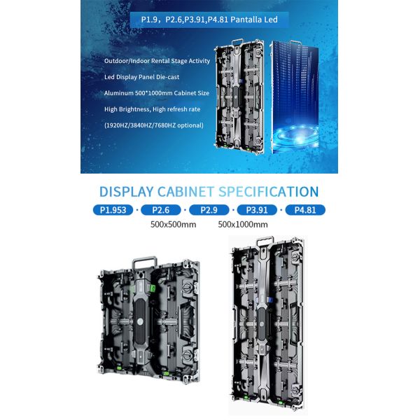 P1.5 P1.9 P2.5 P2.6 P3.91 P4.81 LED Rental Display with 1920HZ/3840HZ/7680HZ Refresh Rate for Easy Installation Indoor Outdoor Use