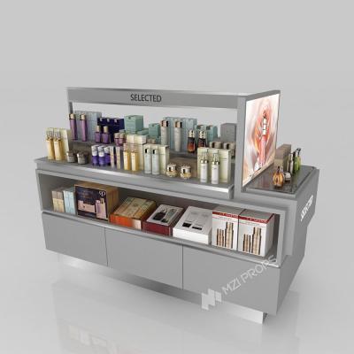 GDR06-CMM04 Skincare Display Stand with 40mm Soft Film Light Box and 5mm Gray Glass for Luxury Retail