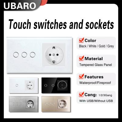 3500W Power Switch montado na parede com 3 Gang Light Control e Blue Indicator