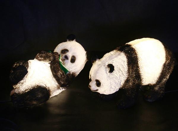 A pair of panda lights LED resin waterproof landscape lamp translucent animal outdoor park lawn lamp