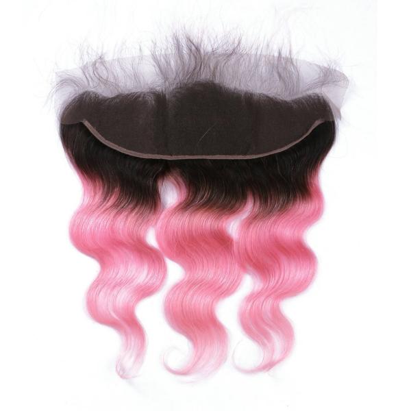 Brazilian Human Hair Body Wave Hair 1B/Pink Color Bundles With 13*4 Frontal Lace Closure with baby hair